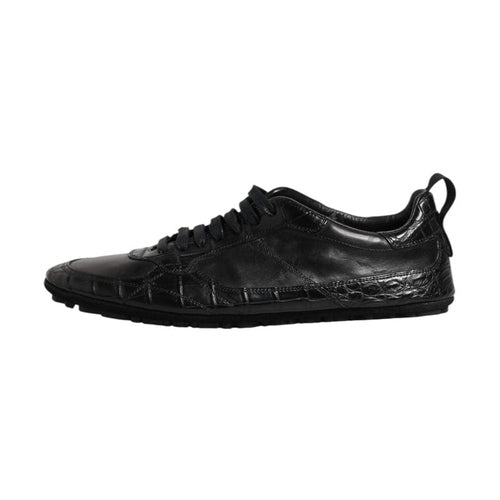 Dolce & Gabbana Black Exotic Leather Low Top Sneakers Shoes