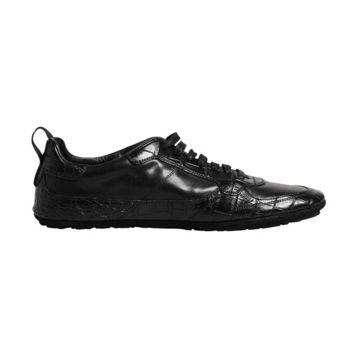 Dolce & Gabbana Black Exotic Leather Low Top Sneakers Shoes
