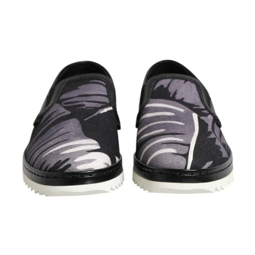 Dolce & Gabbana Black Tropical Slip On Men Sneakers Shoes