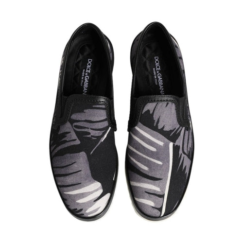Dolce & Gabbana Black Tropical Slip On Men Sneakers Shoes