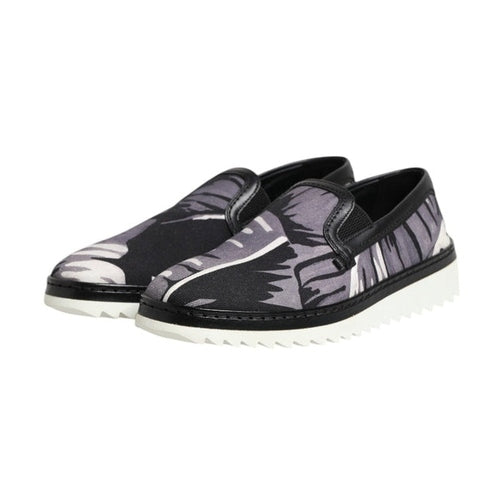 Dolce & Gabbana Black Tropical Slip On Men Sneakers Shoes