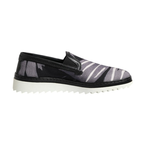 Dolce & Gabbana Black Tropical Slip On Men Sneakers Shoes