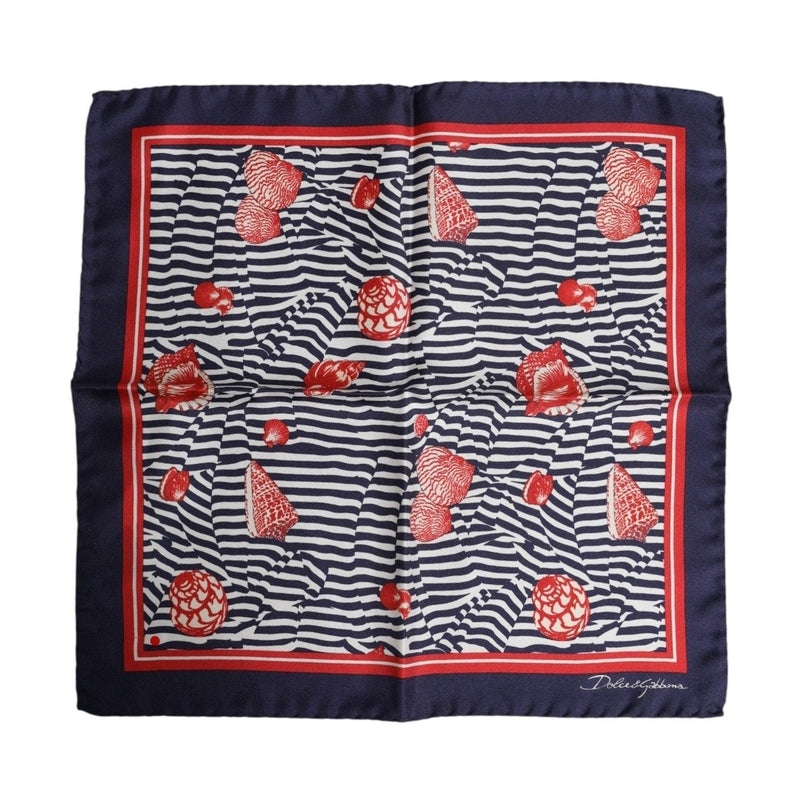 Dolce & Gabbana Multicolor Seashells Square Men Foulard Scarf