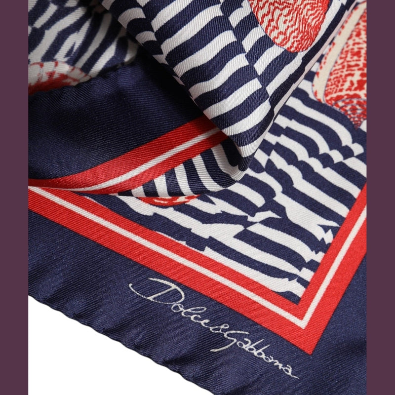 Dolce & Gabbana Multicolor Seashells Square Men Foulard Scarf