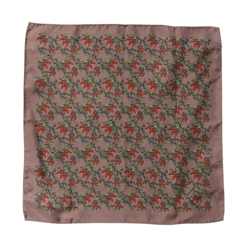 Dolce & Gabbana Brown Chilis Silk Square Men Foulard Scarf