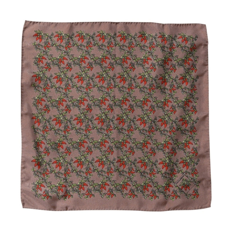 Dolce & Gabbana Brown Chilis Silk Square Men Foulard Scarf