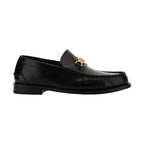 Versace Black Calf Leather Bos Taurus Slip-On Loafers