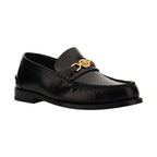 Versace Black Calf Leather Bos Taurus Slip-On Loafers