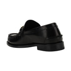 Versace Black Calf Leather Bos Taurus Slip-On Loafers