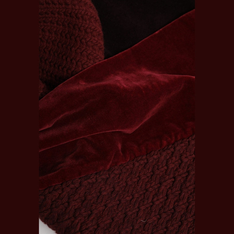 Dolce & Gabbana Maroon Black Neck Warmer Wrap Shawl Scarf