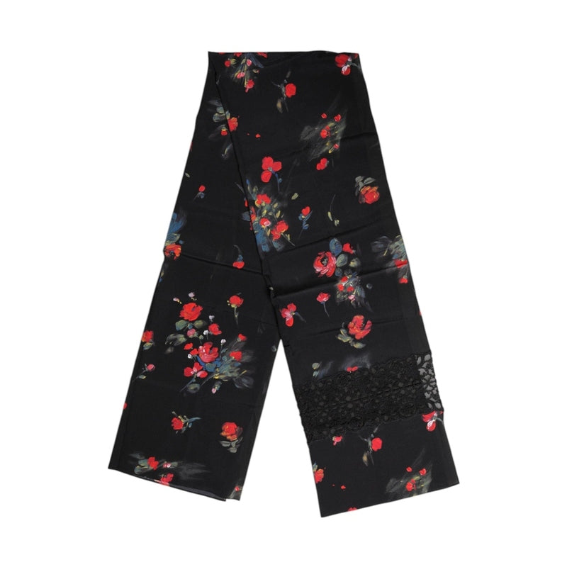 Dolce & Gabbana Black Floral Print Neck Warmer Wrap Scarf