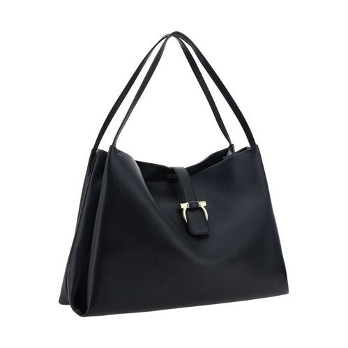 Ferragamo Black Calf Leather Bos Taurus Handbag