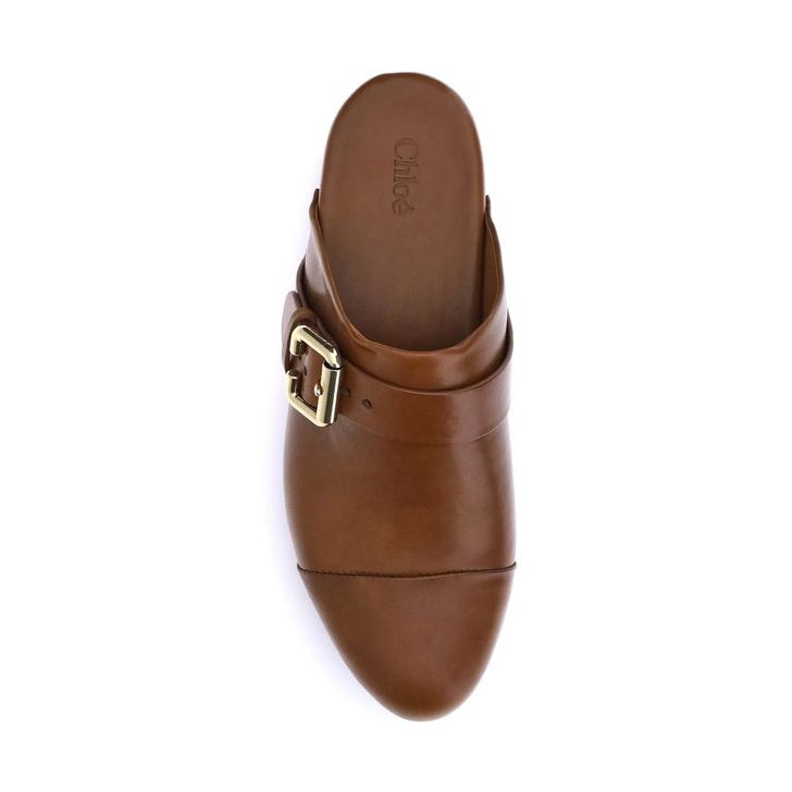 Chloé Brown Calf Leather Bos Taurus Clogs