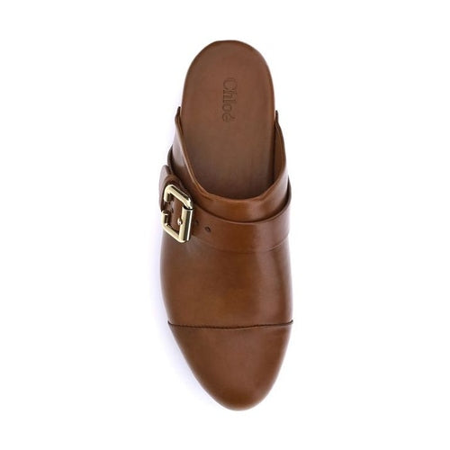 Chloé Brown Calf Leather Bos Taurus Clogs