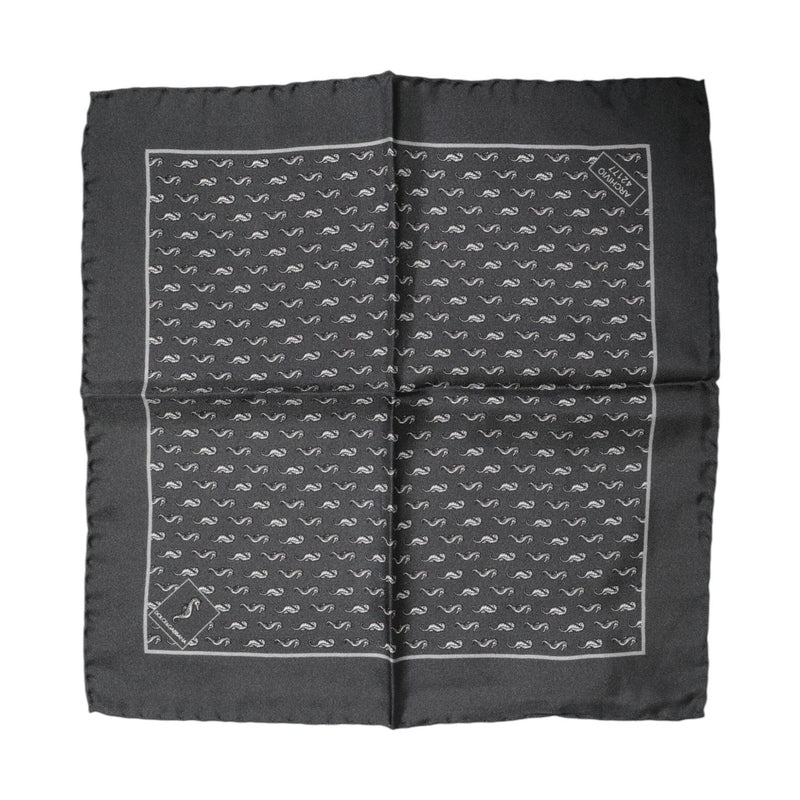 Dolce & Gabbana Black Fish Print Silk Square Men Foulard Scarf