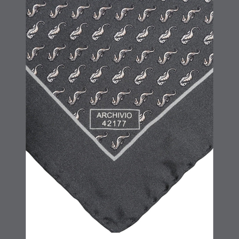 Dolce & Gabbana Black Fish Print Silk Square Men Foulard Scarf