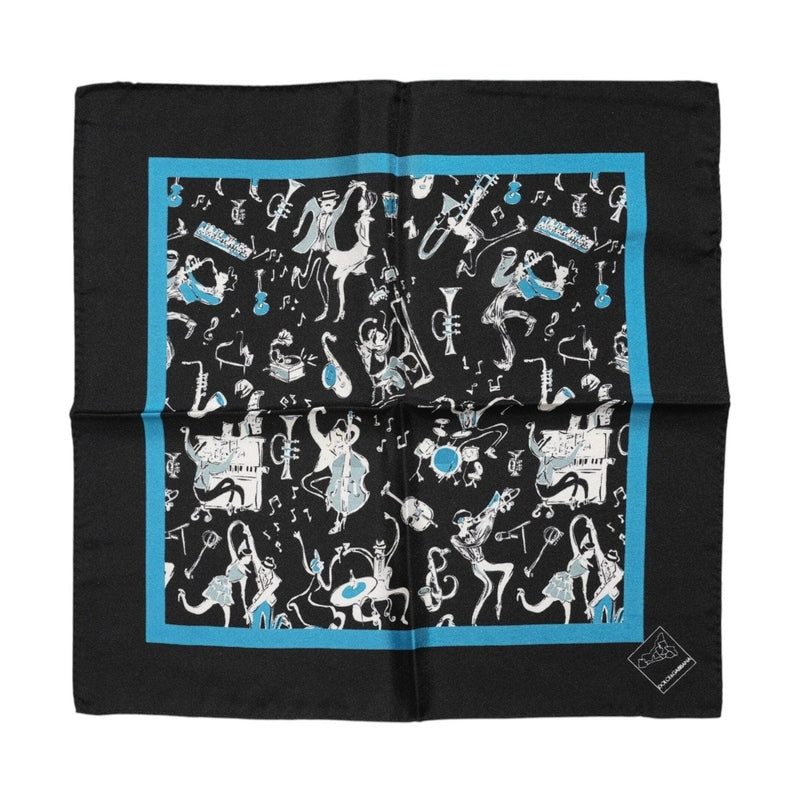 Dolce & Gabbana Black Jazz Club Silk Square Men Foulard Scarf