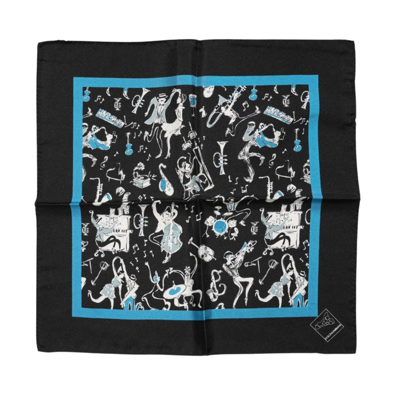 Dolce & Gabbana Black Jazz Club Silk Square Men Foulard Scarf