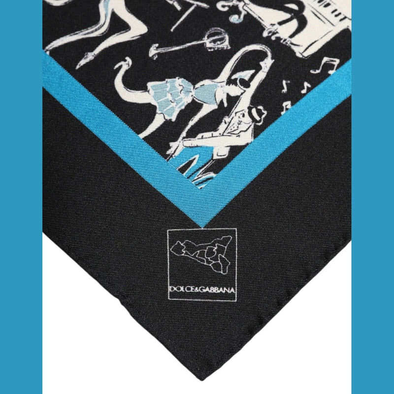 Dolce & Gabbana Black Jazz Club Silk Square Men Foulard Scarf