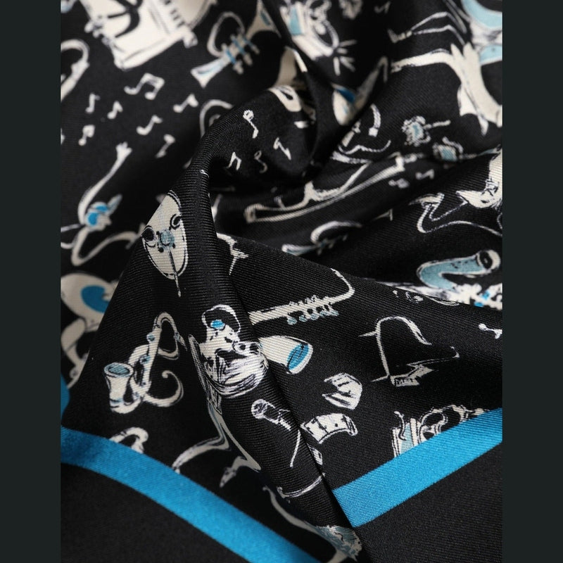 Dolce & Gabbana Black Jazz Club Silk Square Men Foulard Scarf