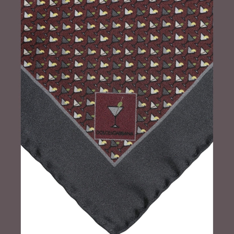 Dolce & Gabbana Maroon Cocktail Silk Square Foulard Scarf