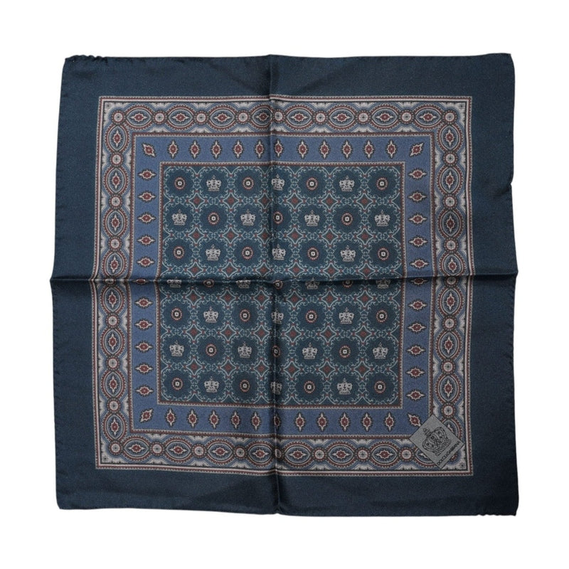 Dolce & Gabbana Blue Printed Silk Square Men Foulard Scarf