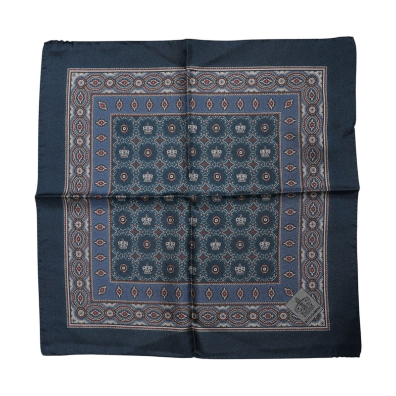 Dolce & Gabbana Blue Printed Silk Square Men Foulard Scarf