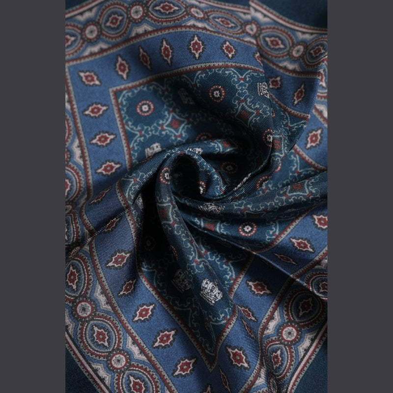 Dolce & Gabbana Blue Printed Silk Square Men Foulard Scarf