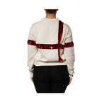 Dolce & Gabbana White Sequined Crew Neck Pullover Sweater