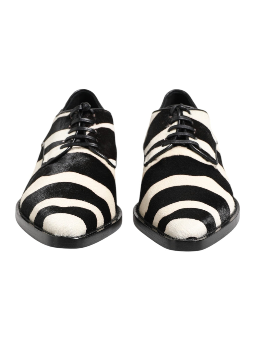 Dolce & Gabbana Black White Zebra Pony Fur Dress Shoes