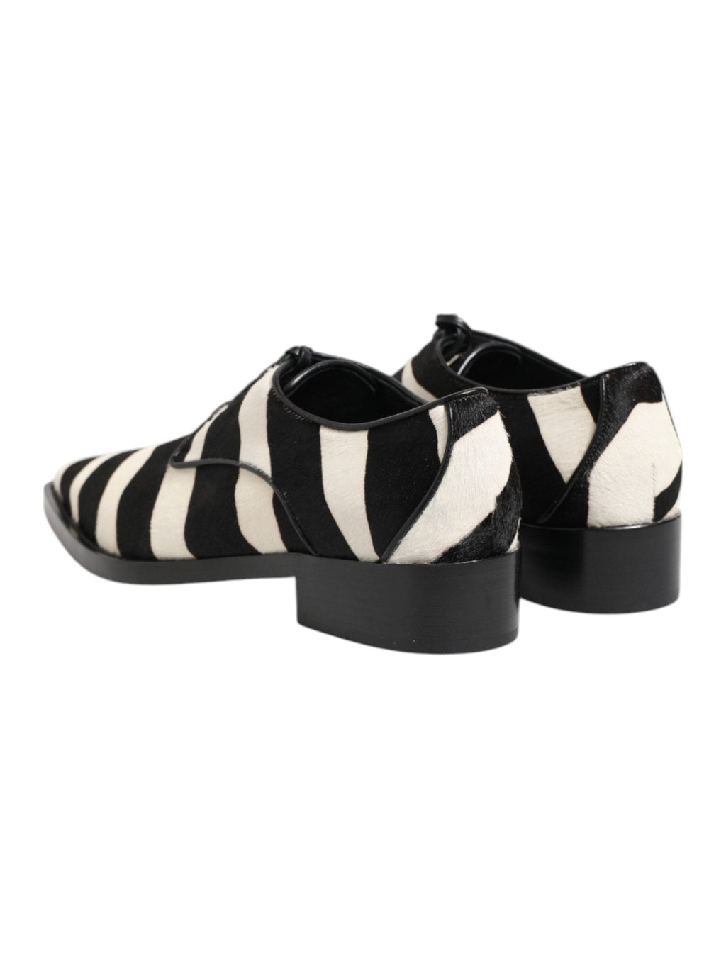 Dolce & Gabbana Black White Zebra Pony Fur Dress Shoes