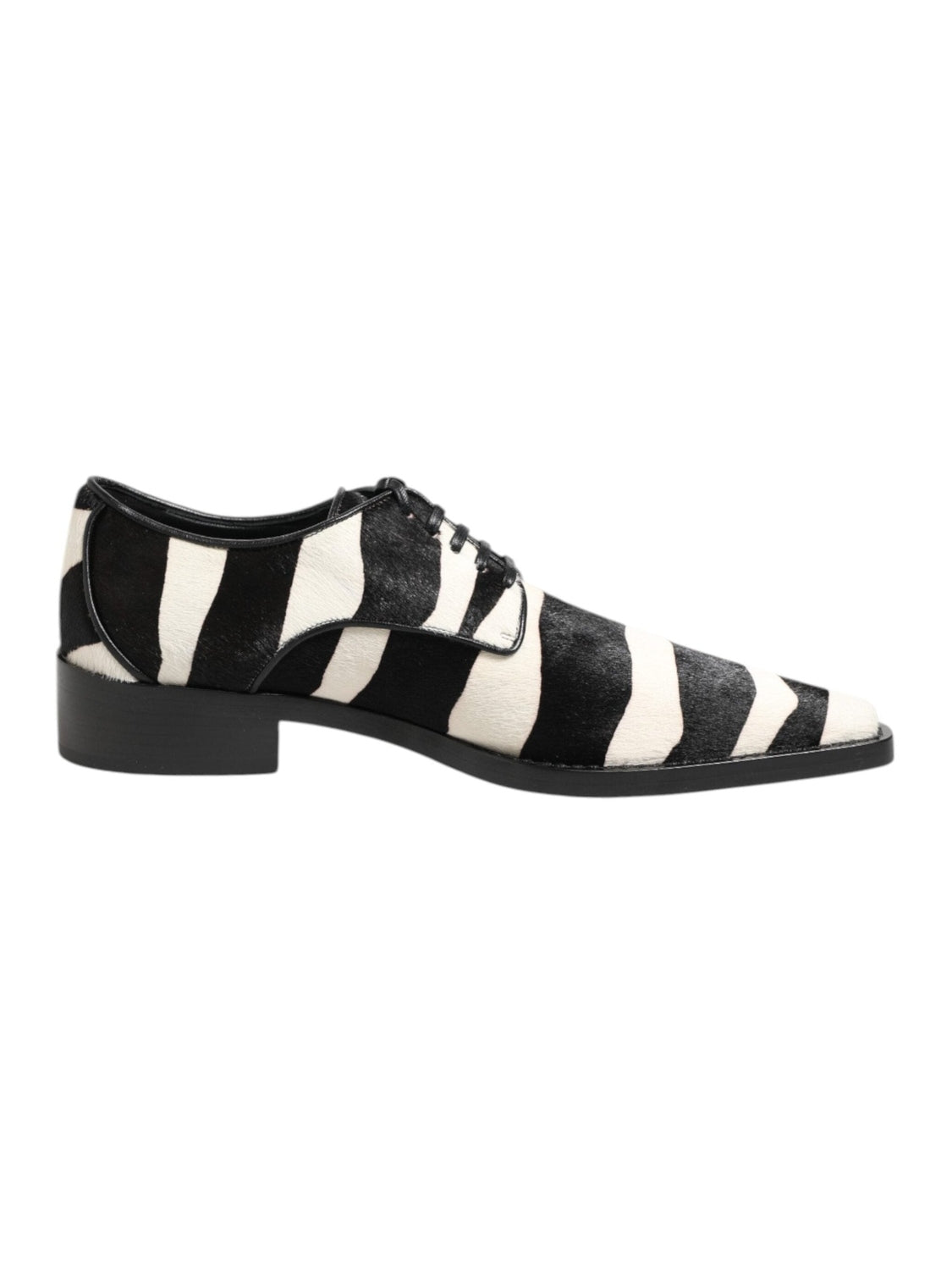Dolce & Gabbana Black White Zebra Pony Fur Dress Shoes
