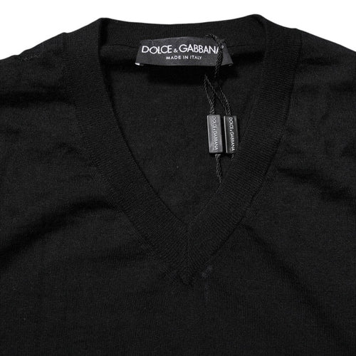 Dolce & Gabbana Dark Gray Embroidered Logo Pullover Sweater