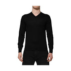 Dolce & Gabbana Dark Gray Embroidered Logo Pullover Sweater