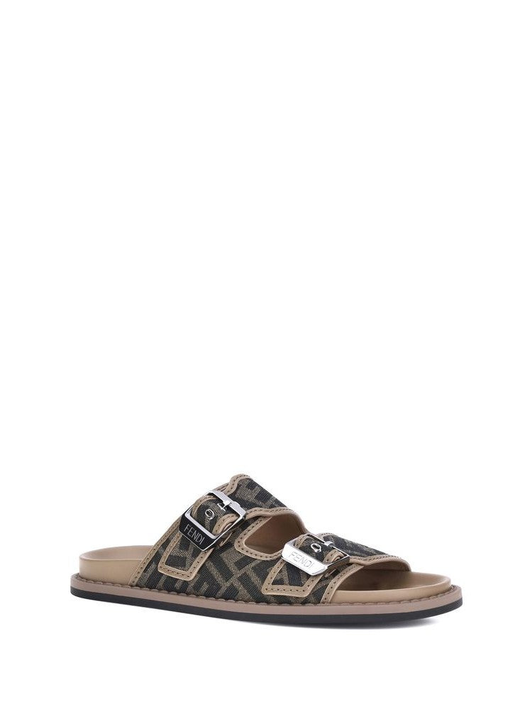 Fendi Brown Calf Leather Bos Taurus Flat Sandals