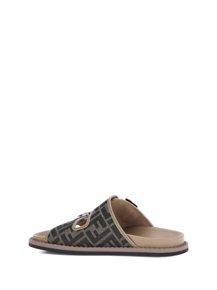 Fendi Brown Calf Leather Bos Taurus Flat Sandals