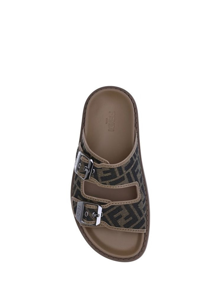 Fendi Brown Calf Leather Bos Taurus Flat Sandals