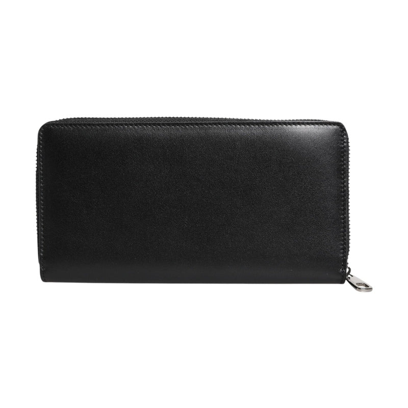 Dolce & Gabbana Black Leather Logo Plaque Zip Around Continental Wallet
