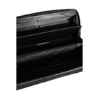 Dolce & Gabbana Black Leather Logo Plaque Zip Around Continental Wallet