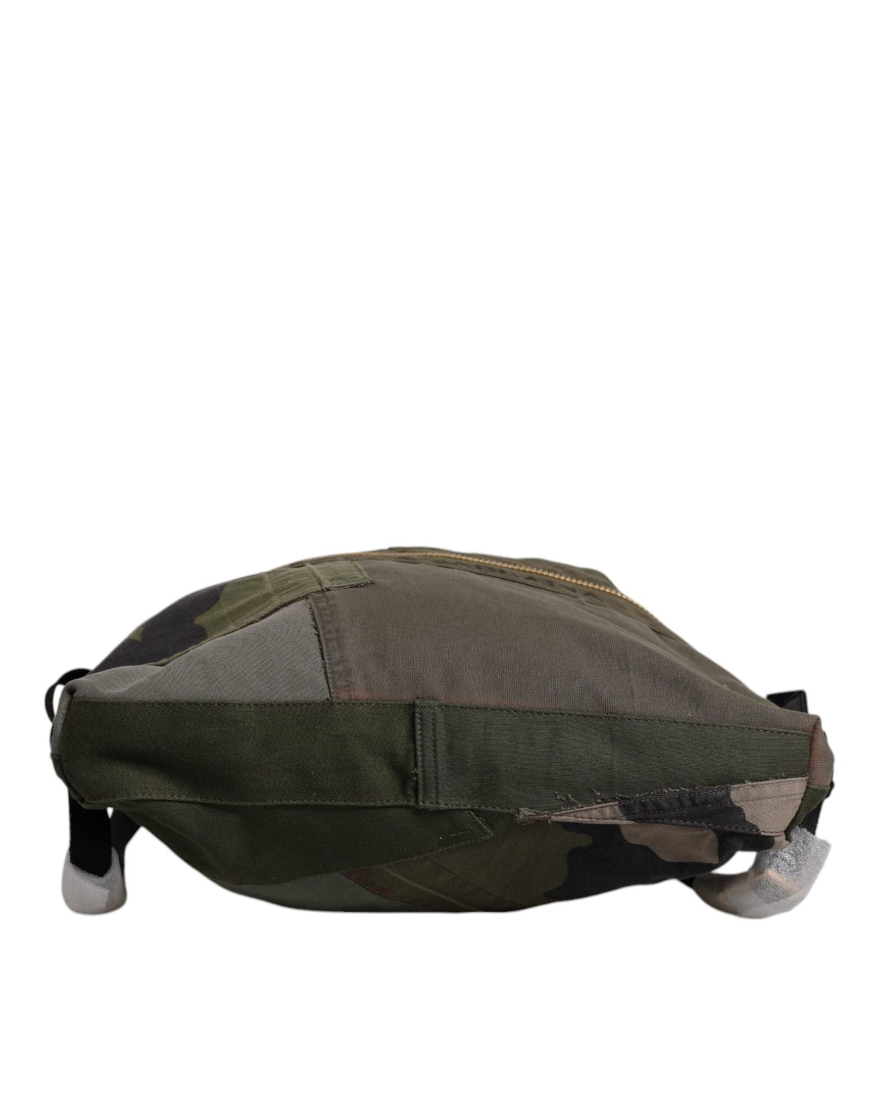 Dolce & Gabbana Military Green Patchwork Rucksack Backpack Bag