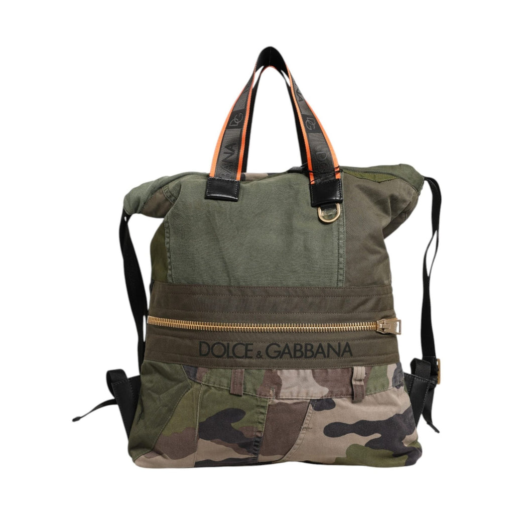 Dolce & Gabbana Military Green Patchwork Rucksack Backpack Bag