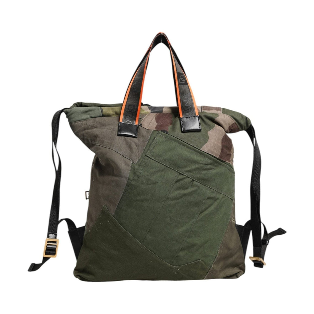 Dolce & Gabbana Military Green Patchwork Rucksack Backpack Bag