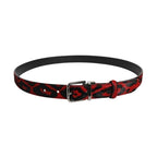 Dolce & Gabbana Black Red Leopard Silver Metal Buckle Belt