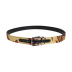 Dolce & Gabbana Gold Floral Jacquard Silver Metal Buckle Belt