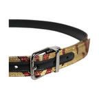 Dolce & Gabbana Gold Floral Jacquard Silver Metal Buckle Belt