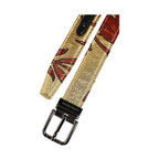 Dolce & Gabbana Gold Floral Jacquard Silver Metal Buckle Belt