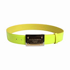Dolce & Gabbana Yellow Green Classic Metal Logo Buckle Belt