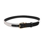 Dolce & Gabbana Black White Patchwork Gold Metal Buckle Belt