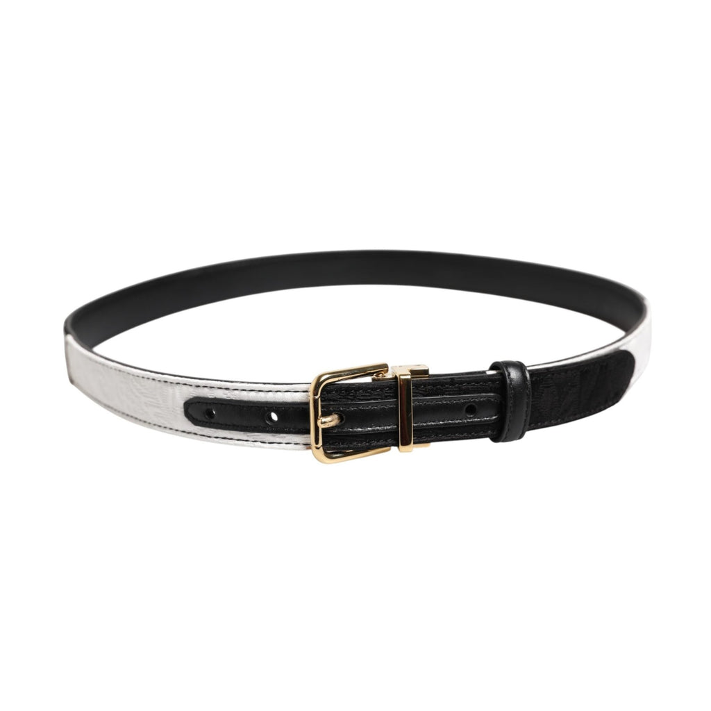 Black White Patchwork Gold Metal Buckle Belt