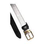 Dolce & Gabbana Black White Patchwork Gold Metal Buckle Belt